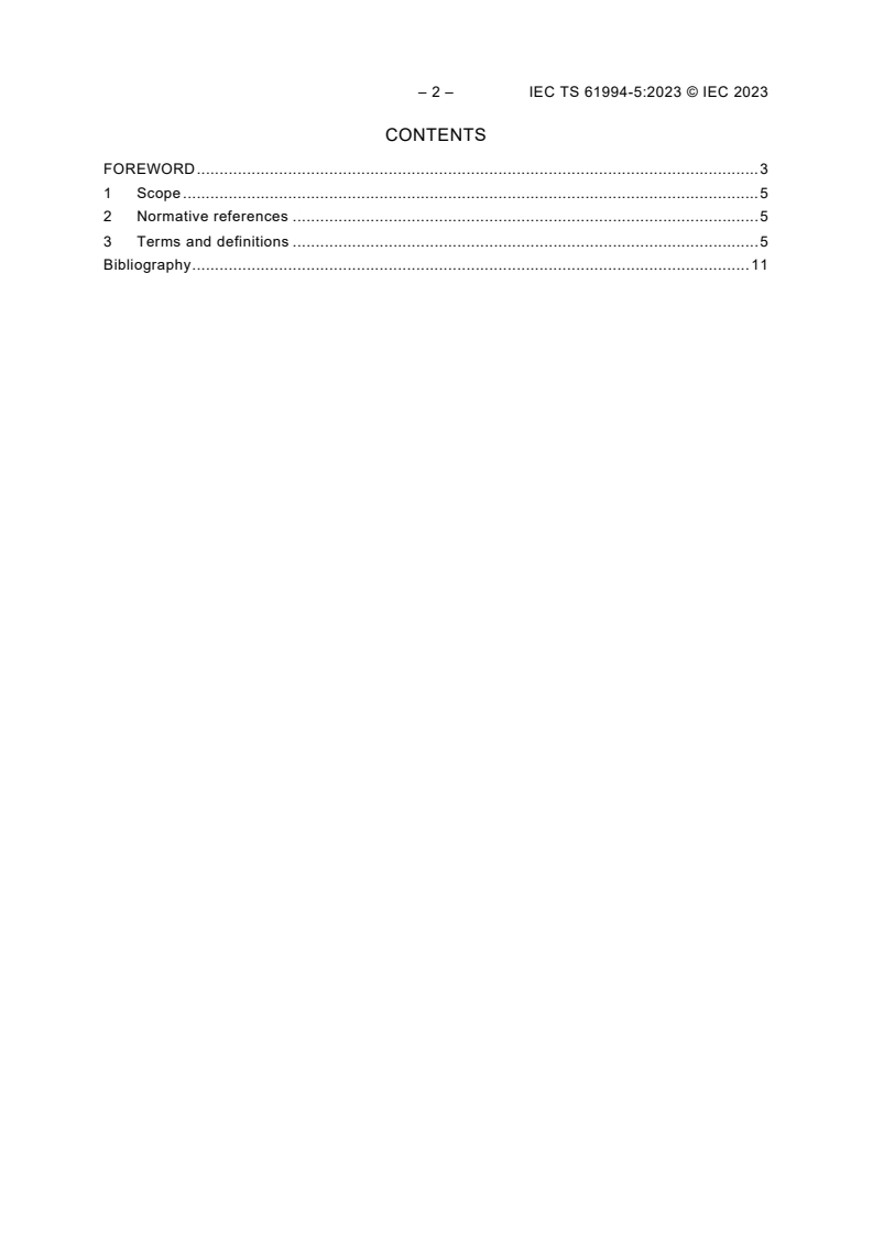 IEC TS 61994-5:2023 IEC TS 61994-5:2023 - Piezoelectric, dielectric and electrostatic devices and associated materials for frequency control, selection and detection - Glossary - Part 5: Piezoelectric sensors
Released:9/15/2023 - Page 4 preview