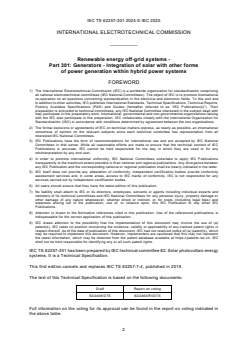 IEC TS 62257-301:2025 IEC TS 62257-301:2025 - Renewable energy off-grid systems - Part 301: Generators - Integration of solar with other forms of power generation within hybrid power systems
Released:26. 08. 2025
Isbn:9782832706220 - Page 4 preview