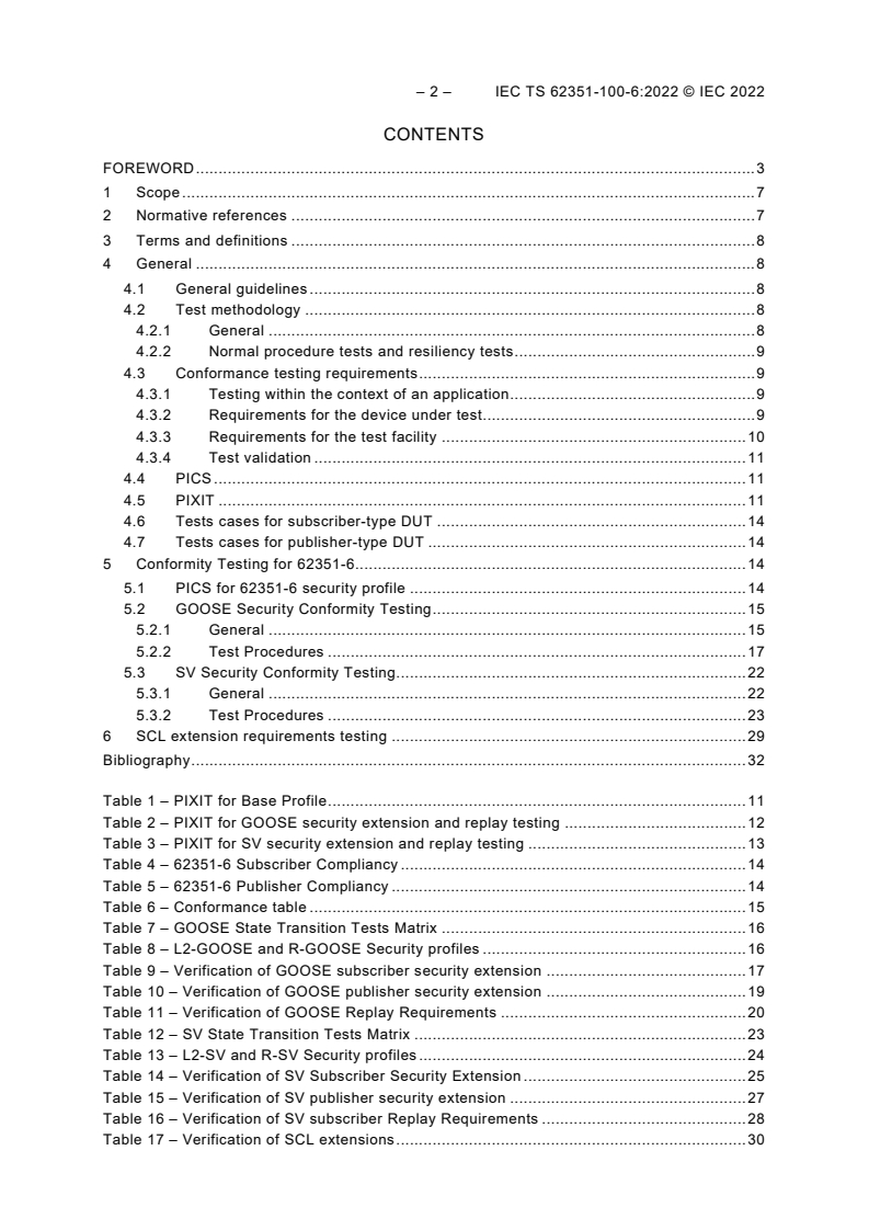 IEC TS 62351-100-6:2022 IEC TS 62351-100-6:2022 - Power systems management and associated information exchange - Data and communication security - Part 100-6: Cybersecurity conformance testing for IEC 61850-8-1 and IEC 61850-9-2
Released:8/17/2022 - Page 4 preview
