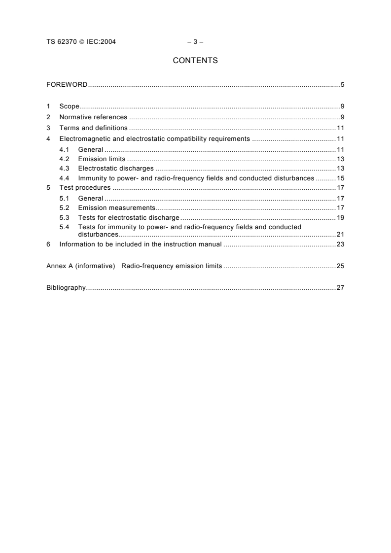 IEC TS 62370:2004 IEC TS 62370:2004 - Electroacoustics - Instruments for the measurement of sound intensity - Electromagnetic and electrostatic compatibility requirements and test procedures/10/2004 - Page 4 preview