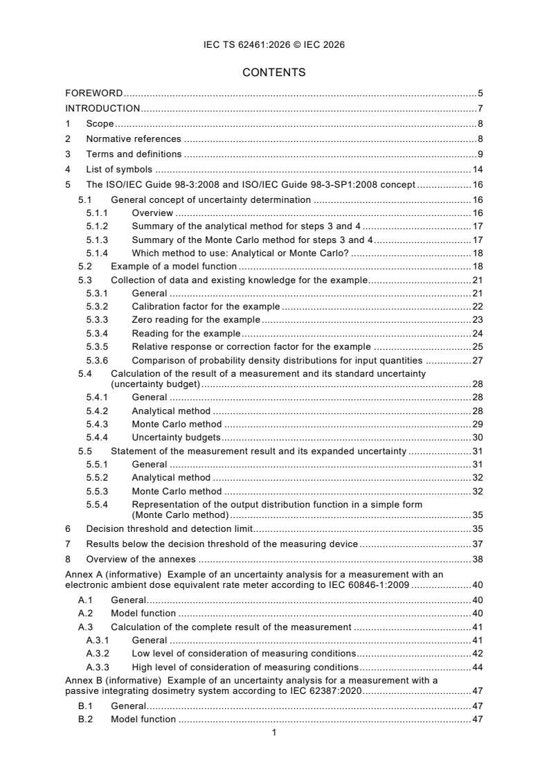 IEC TS 62461:2026 IEC TS 62461:2026 - Radiation protection instrumentation - Determination of uncertainty in measurement - Page 3 preview
