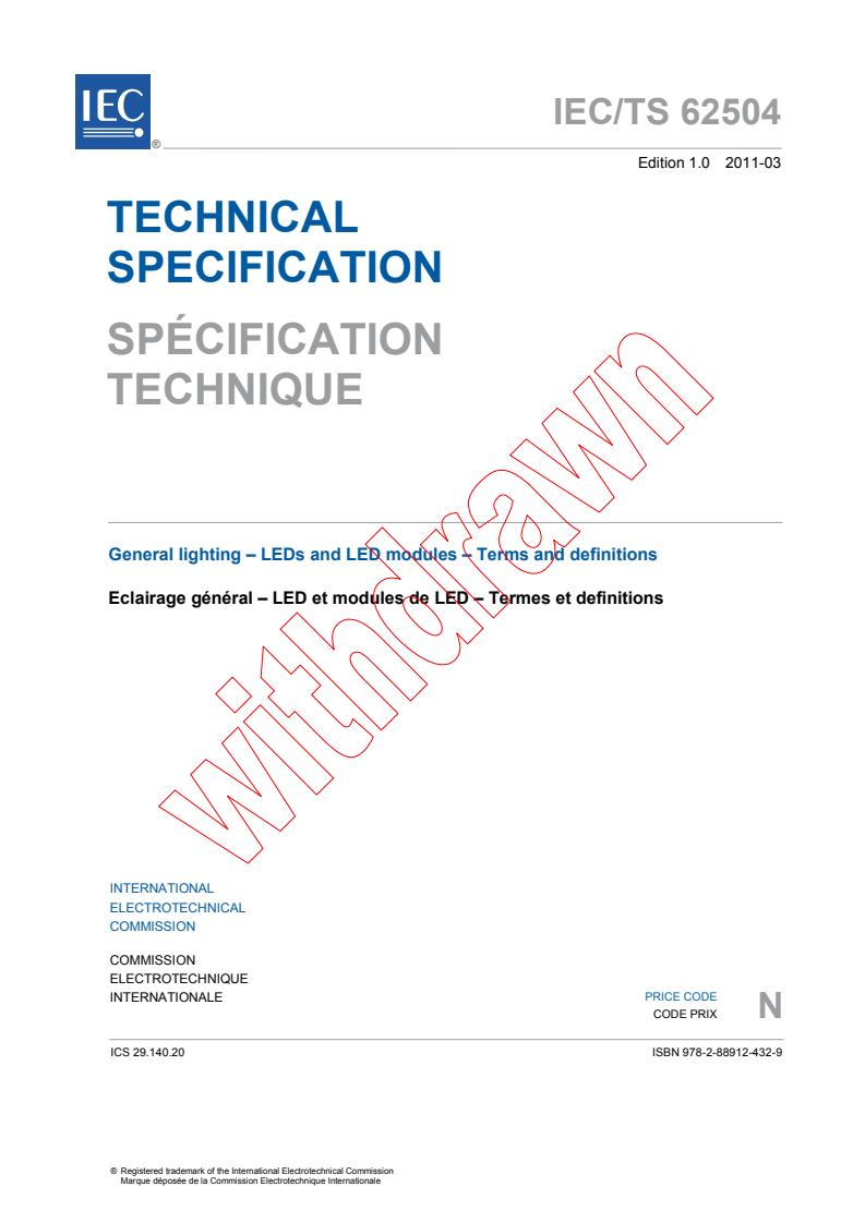IEC TS 62504:2011 IEC TS 62504:2011 - General lighting - LEDs and LED modules - Terms and definitions - Page 3 preview