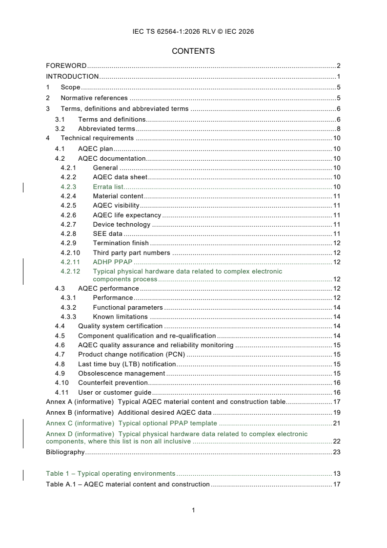 IEC TS 62564-1:2026 REDLINE IEC TS 62564-1:2026 RLV - Process management for avionics - Aerospace qualified electronic components (AQEC) - Part 1: Integrated circuits and discrete semiconductors - Page 3 preview