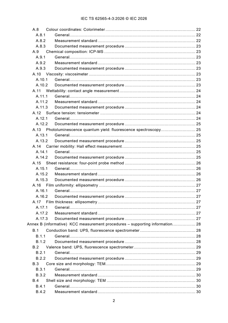 IEC TS 62565-4-3:2026 IEC TS 62565-4-3:2026 - Nanomanufacturing - Product specification - Part 4-3: Nanophotonic products - Blank detail specification: quantum dot enabled light emitting diodes - Page 4 preview