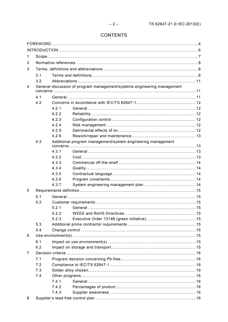 IEC TS 62647-21:2013 IEC TS 62647-21:2013 - Process management for avionics - Aerospace and defence electronic systems containing lead-free solder - Part 21: Program management - Systems engineering guidelines for managing the transition to lead-free electronics
Released:7/26/2013 - Page 4 preview