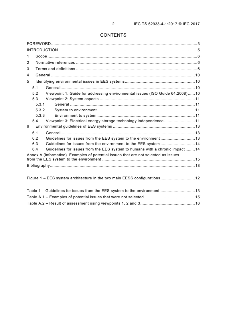 IEC TS 62933-4-1:2017 IEC TS 62933-4-1:2017 - Electrical energy storage (EES) systems - Part 4-1: Guidance on environmental issues - General specification
Released:7/26/2017 - Page 4 preview