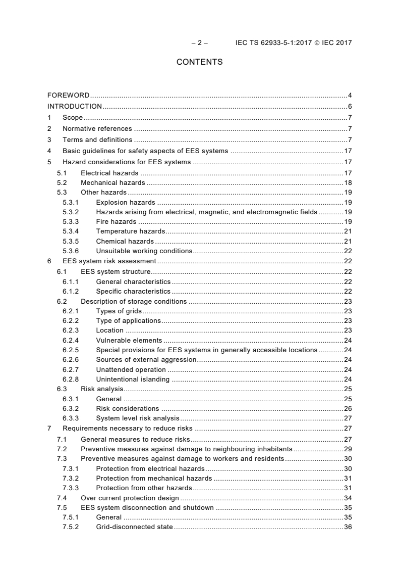 IEC TS 62933-5-1:2017 IEC TS 62933-5-1:2017 - Electrical energy storage (EES) systems - Part 5-1: Safety considerations for grid-integrated EES systems - General specification/12/2017 - Page 4 preview