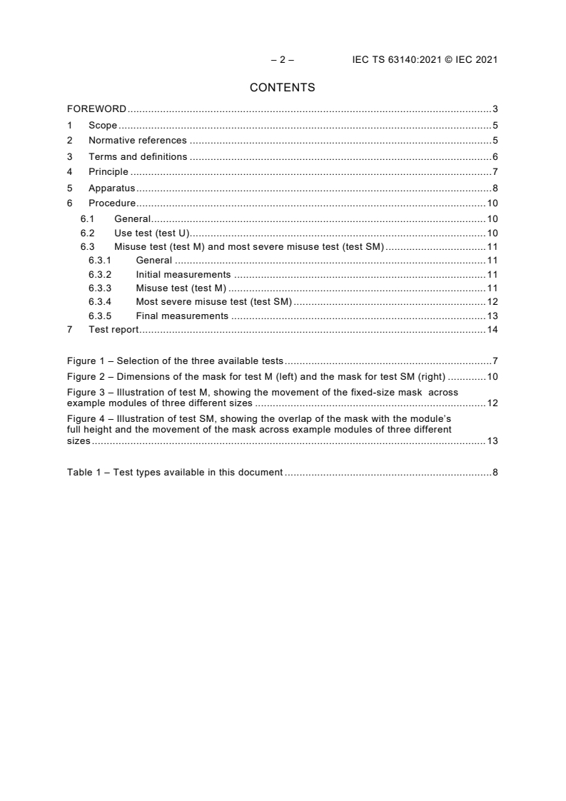IEC TS 63140:2021 IEC TS 63140:2021 - Photovoltaic (PV) modules - Partial shade endurance testing for monolithically integrated products
Released:4/28/2021 - Page 4 preview