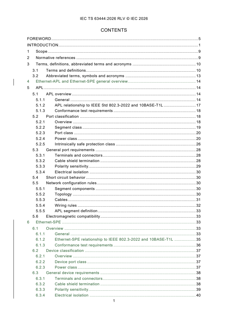 IEC TS 63444:2026 REDLINE IEC TS 63444:2026 RLV - Industrial networks - Ethernet-APL port profile / Ethernet-SPE profile specification - Page 3 preview