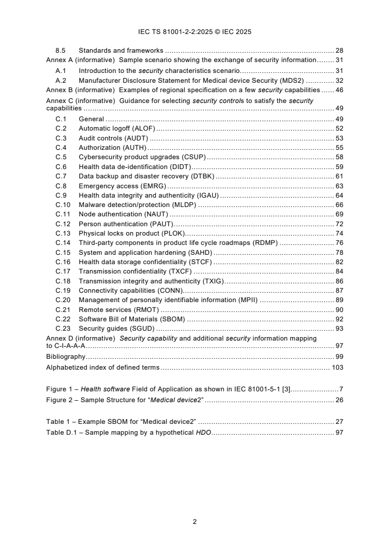 IEC TS 81001-2-2:2025 IEC TS 81001-2-2:2025 - Health software and health IT systems safety, effectiveness and security - Part 2-2: Coordination - Guidance for the implementation, disclosure and communication of security needs, risks and controls - Page 4 preview