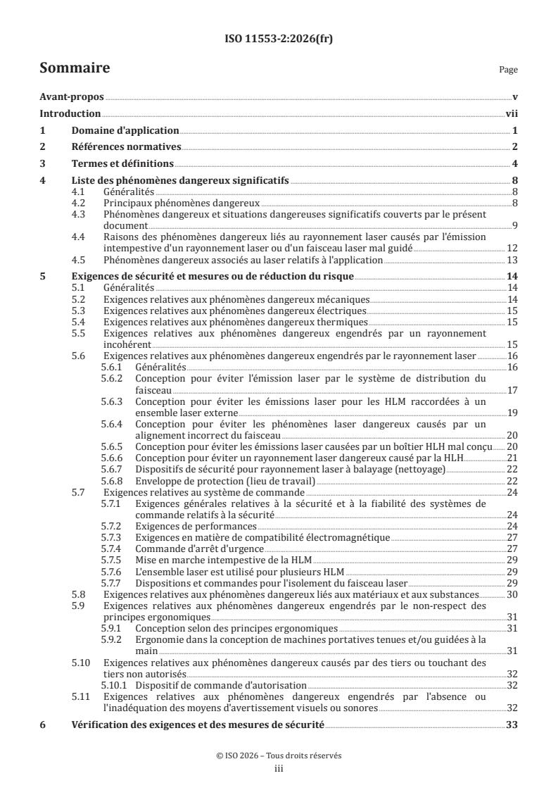 ISO 11553-2:2026 ISO 11553-2:2026 - Sécurité des machines - Machines à laser - Partie 2: Exigences de sécurité pour machines à laser portatives ou actionnées manuellement - Page 3 preview