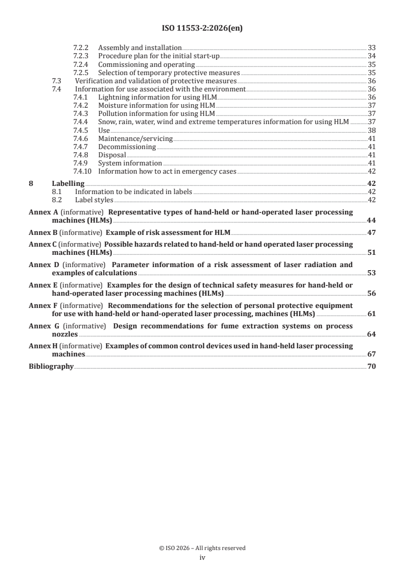 ISO 11553-2:2026 ISO 11553-2:2026 - Safety of machinery - Laser processing machines - Part 2: Safety requirements for hand-held or hand-operated laser processing machines - Page 4 preview