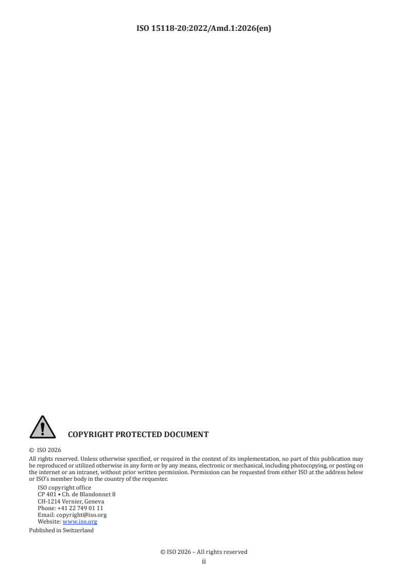 ISO 15118-20:2022/AMD1:2026 ISO 15118-20:2022/AMD1:2026 - Amendment 1 - Road vehicles - Vehicle to grid communication interface - Part 20: 2nd generation network layer and application layer requirements - AC DER service, MCS service, and improved security concept - Page 2 preview