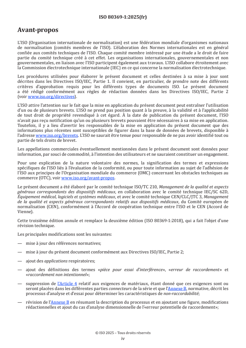 ISO 80369-1:2025 ISO 80369-1:2025 - Raccords de petite taille pour liquides et gaz utilisés dans le domaine de la santé - Partie 1: Exigences générales - Page 4 preview