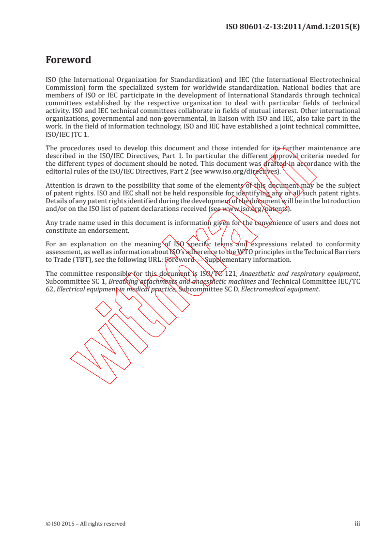 ISO 80601-2-13:2011/AMD1:2015 ISO 80601-2-13:2011/AMD1:2015 - Amendment 1 - Medical electrical equipment -- Part 2-13: Particular requirements for basic safety and essential performance of an anaesthetic workstation - Page 3 preview