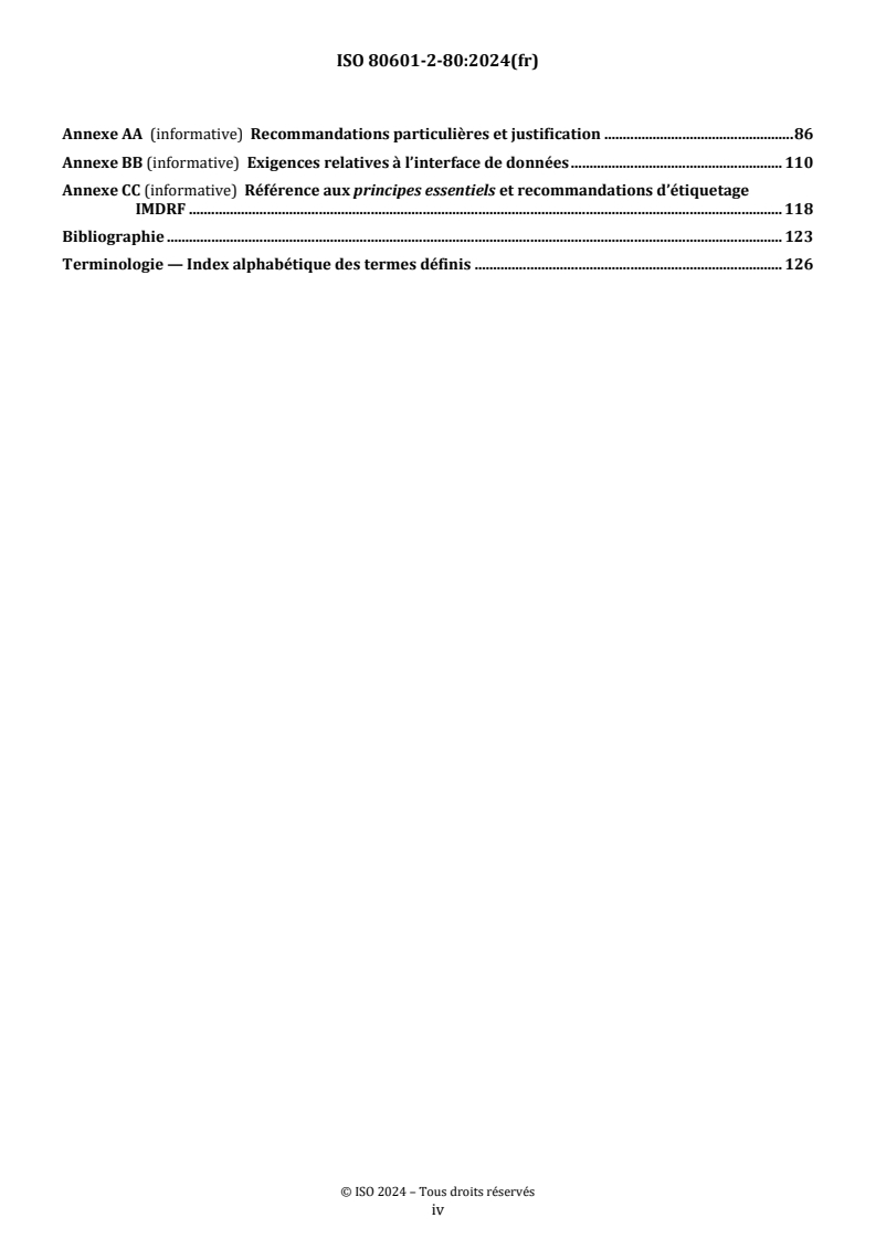ISO 80601-2-80:2024 ISO 80601-2-80:2024 - Appareils électromédicaux - Partie 2-80: Exigences particulieres pour la sécurité de base et les performances essentielles des équipements d'assistance ventilatoire en cas d'insuffisance ventilatoire
Released:8/28/2024 - Page 4 preview