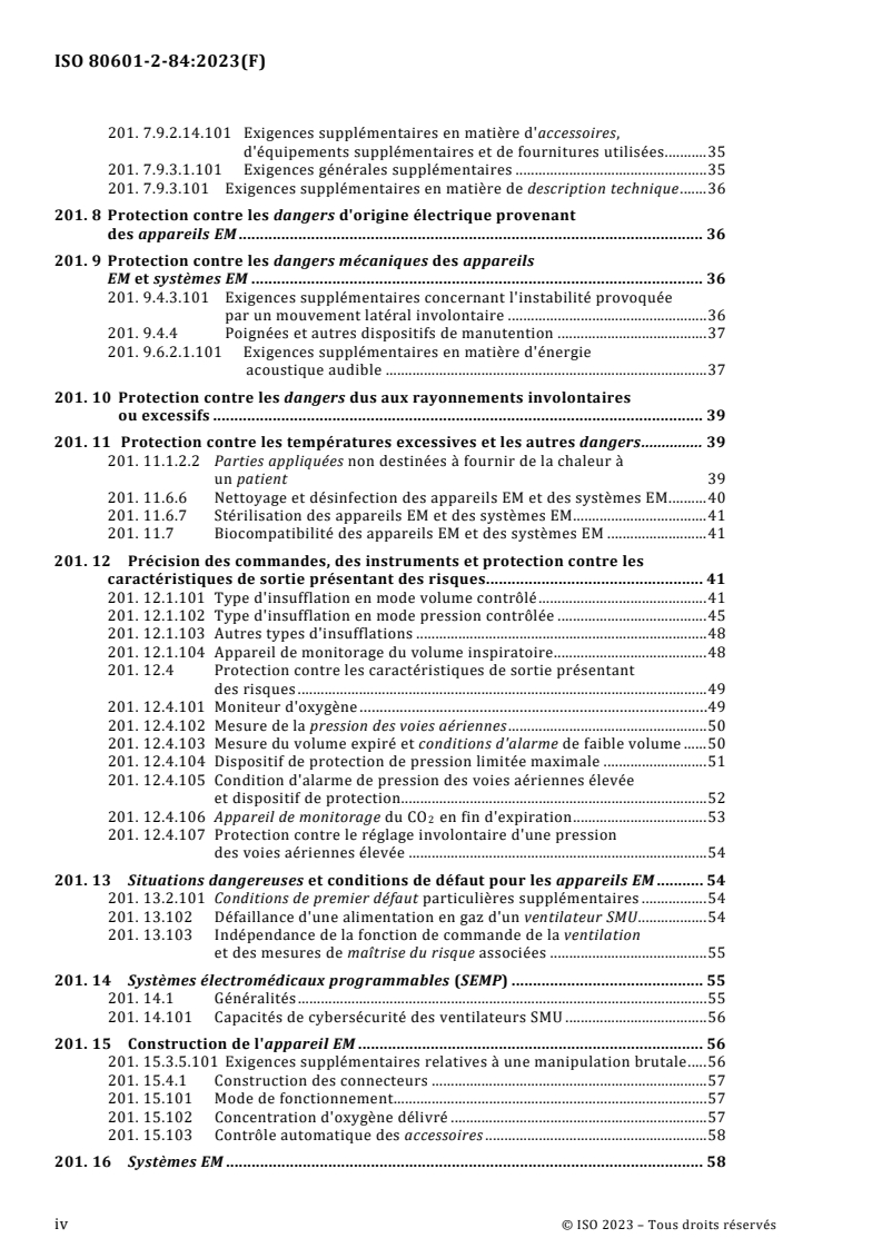 ISO 80601-2-84:2023 ISO 80601-2-84:2023 - Appareils électromédicaux - Partie 2-84: Exigences particulieres relatives a la sécurité de base et aux performances essentielles des ventilateurs utilisés dans l'environnement des services médicaux d'urgence - Page 4 preview