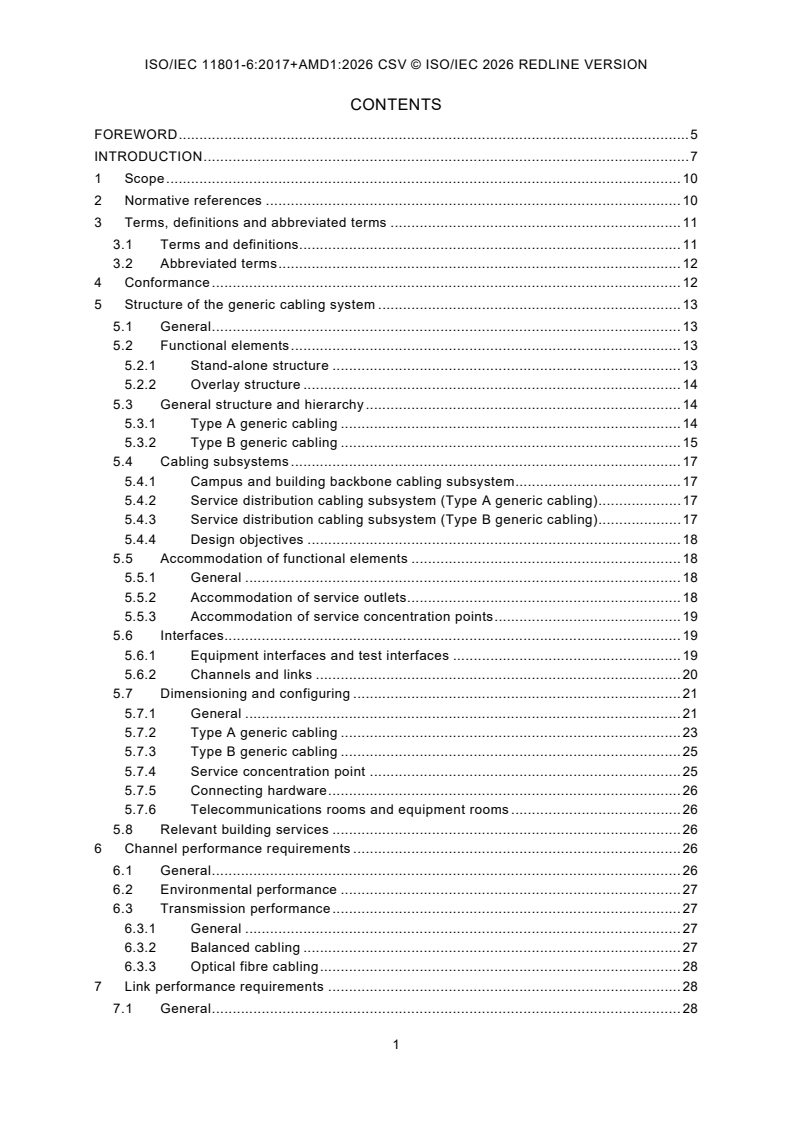 ISO/IEC 11801-6:2017 ISO/IEC 11801-6:2017+AMD1:2026 CSV - Information technology - Generic cabling for customer premises - Part 6: Distributed building services - Page 3 preview