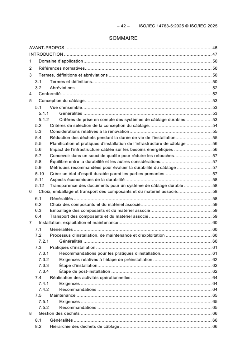 ISO/IEC 14763-5:2025 ISO/IEC 14763-5:2025 - Technologies de l'information - Implémentation et fonctionnement du câblage dans les réseaux d'usagers - Partie 5: Durabilité - Page 3 preview