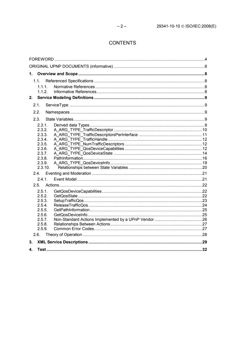 ISO/IEC 29341-10-10:2008 ISO/IEC 29341-10-10:2008 - Information technology - UPnP Device Architecture - Part 10-10: Quality of Service Device Control Protocol - Quality of Service Device Service - Page 4 preview