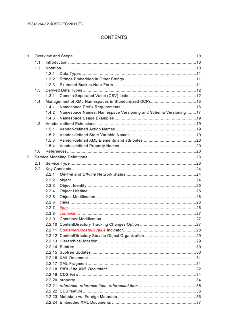 ISO/IEC 29341-14-12:2011 ISO/IEC 29341-14-12:2011 - Information technology - UPnP Device Architecture - Part 14-12: Audio Video Device Control Protocol - Level 3 - Audio Video Content Directory Service - Page 4 preview