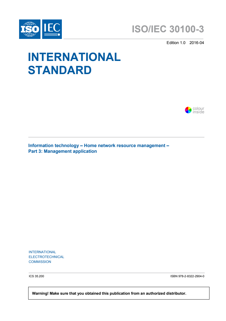ISO/IEC 30100-3:2016 ISO/IEC 30100-3:2016 - Information technology - Home network resource management - Part 3: Management application
Released:4/8/2016 - Page 3 preview