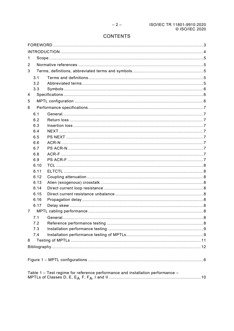 ISO/IEC TR 11801-9910:2020 ISO/IEC TR 11801-9910:2020 - Information technology - Generic cabling for customer premises - Part 9910: Specifications for modular plug terminated link cabling - Page 4 preview