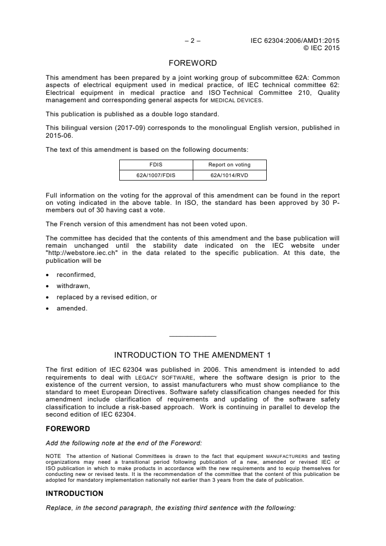 IEC 62304:2006/Amd 1:2015 IEC 62304:2006/Amd 1:2015 - Medical device software — Software life cycle processes — Amendment 1/9/2017 - Page 4 preview