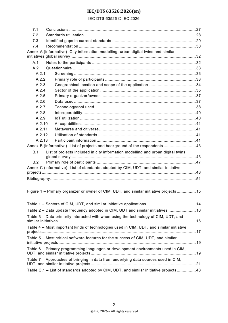 IEC/DTS 63526 IEC/DTS 63526 - Gap Analysis on Standards Related to City Information Modelling and Urban Digital Twins - Page 4 preview