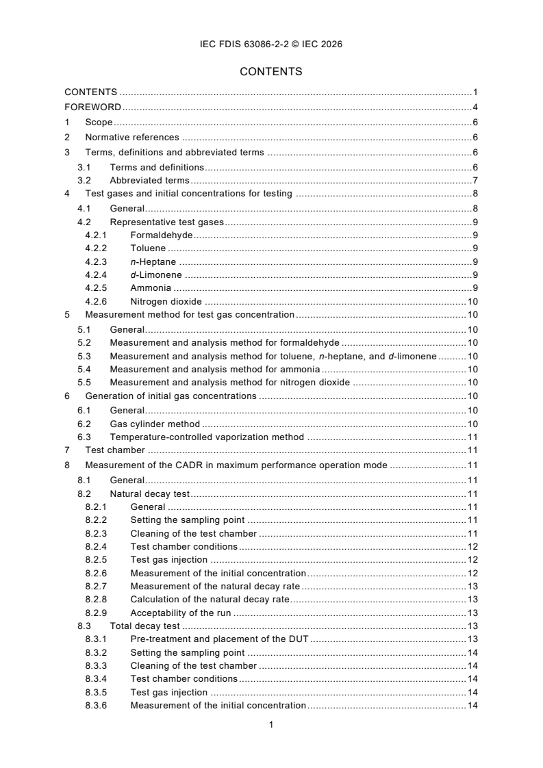 IEC/FDIS 63086-2-2 IEC/FDIS 63086-2-2 - Household and similar electrical air cleaning appliances — Method for measuring performance — Part 2-2: Particular requirements for determination of gas-phase pollutant reduction - Page 3 preview