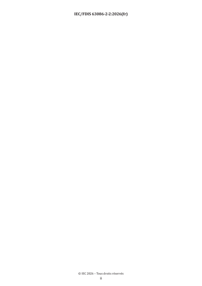 IEC/FDIS 63086-2-2 IEC/FDIS 63086-2-2 - Appareils d'épuration d'air électriques domestiques et appareils similaires — Méthodes de mesure de l'aptitude à la fonction — Partie 2-2: Exigences particulières pour la détermination de la réduction des polluants en phase gazeuse - Page 2 preview