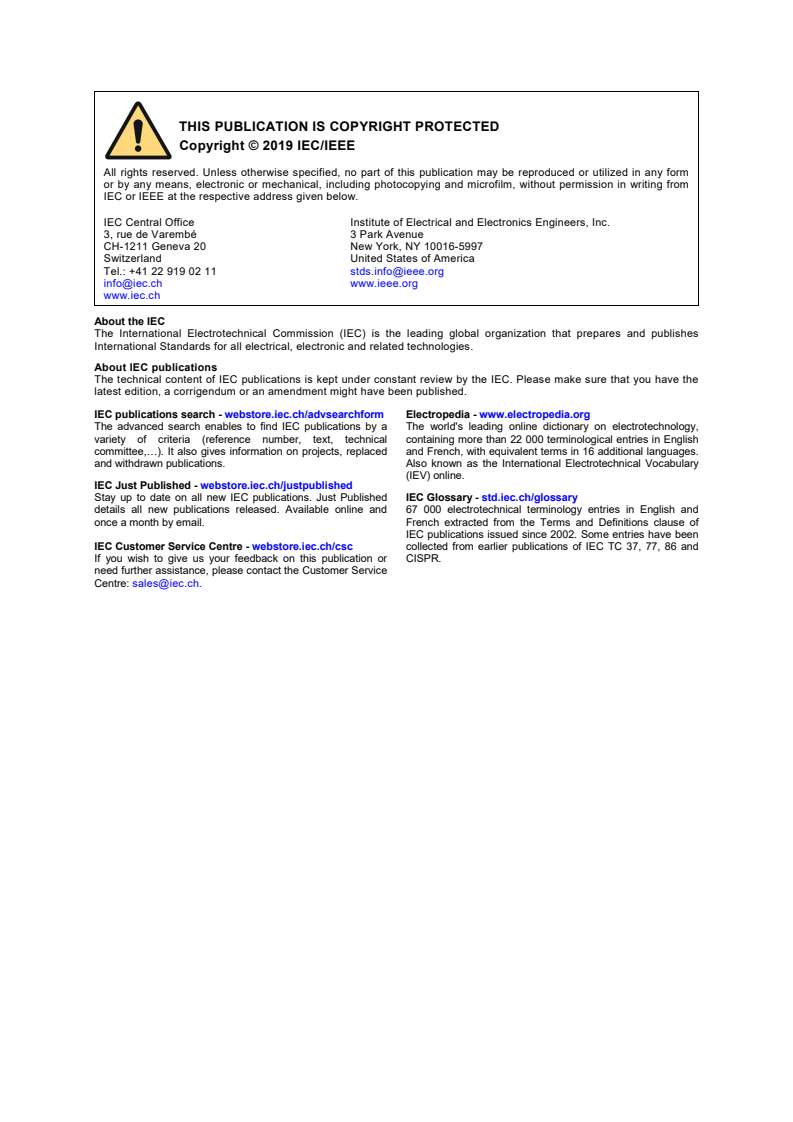 IEC/IEEE 80005-1:2019 IEC/IEEE 80005-1:2019 - Utility connections in port — Part 1: High voltage shore connection (HVSC) systems — General requirements/22/2019 - Page 2 preview