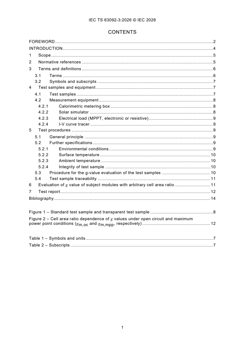 IEC/TS 63092-3:2026 IEC/TS 63092-3:2026 - Photovoltaics in buildings — Part 3: Determination methodology for the solar heat gain coefficient of building-integrated photovoltaic modules - Page 3 preview
