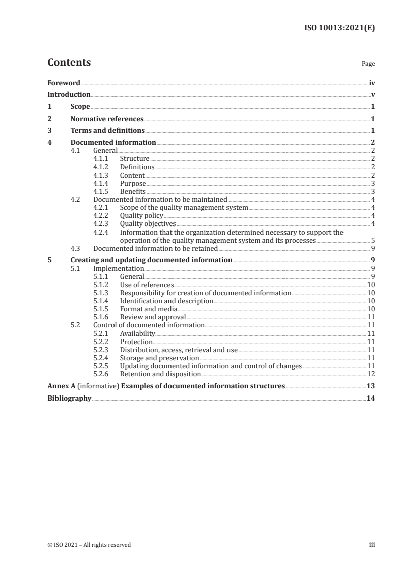 ISO 10013:2021 ISO 10013:2021 - Quality management systems — Guidance for documented information/9/2021 - Page 3 preview