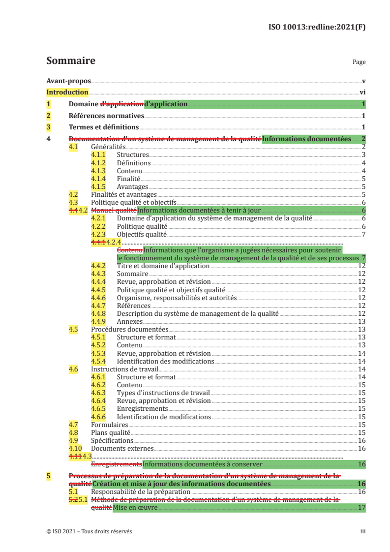 ISO 10013:2021 REDLINE ISO 10013:2021 - Systèmes de management de la qualité — Recommandations pour les informations documentées/18/2021 - Page 3 preview