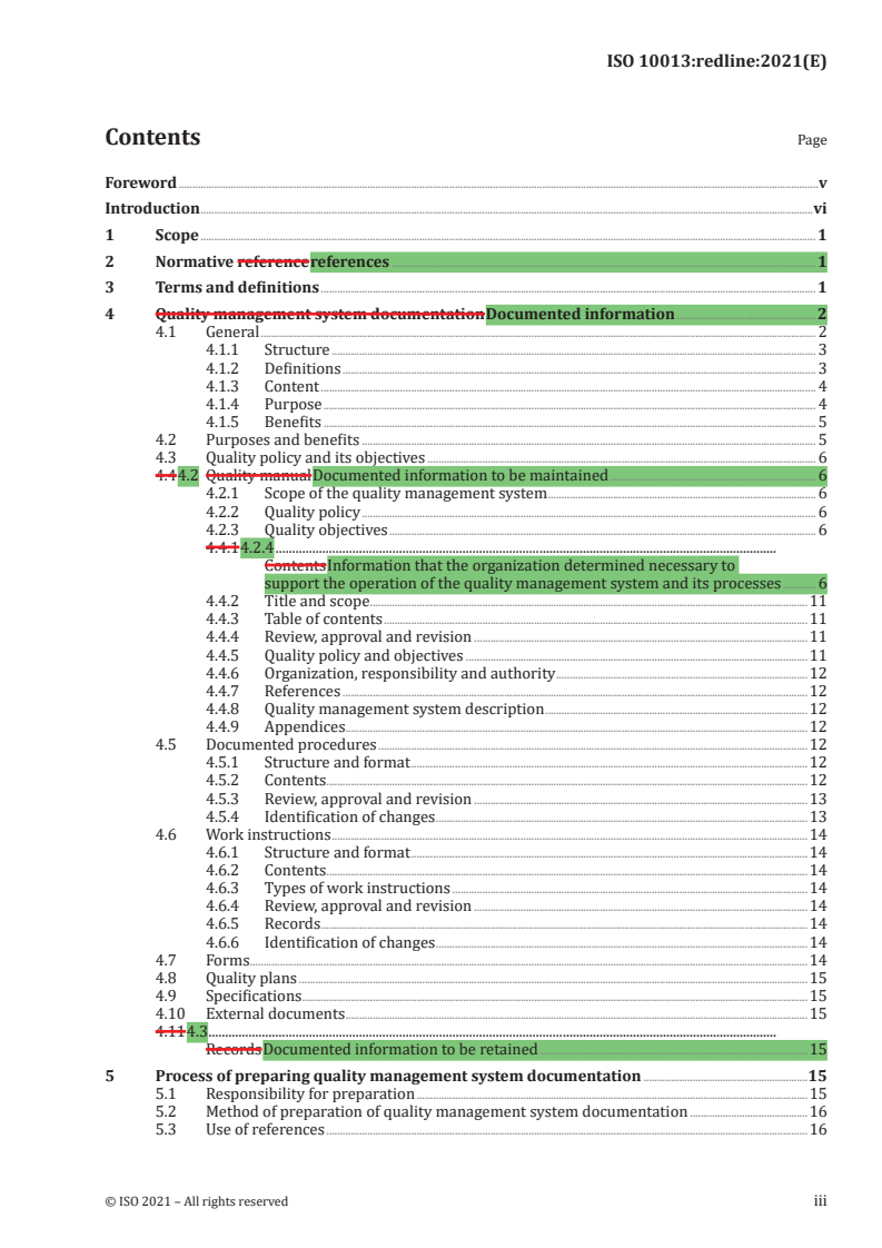 ISO 10013:2021 REDLINE ISO 10013:2021 - Quality management systems — Guidance for documented information/9/2021 - Page 3 preview