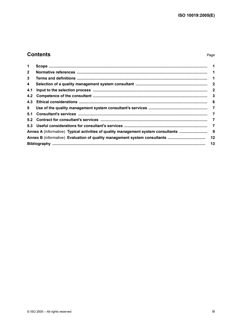 ISO 10019:2005 ISO 10019:2005 - Guidelines for the selection of quality management system consultants and use of their services/5/2005 - Page 3 preview