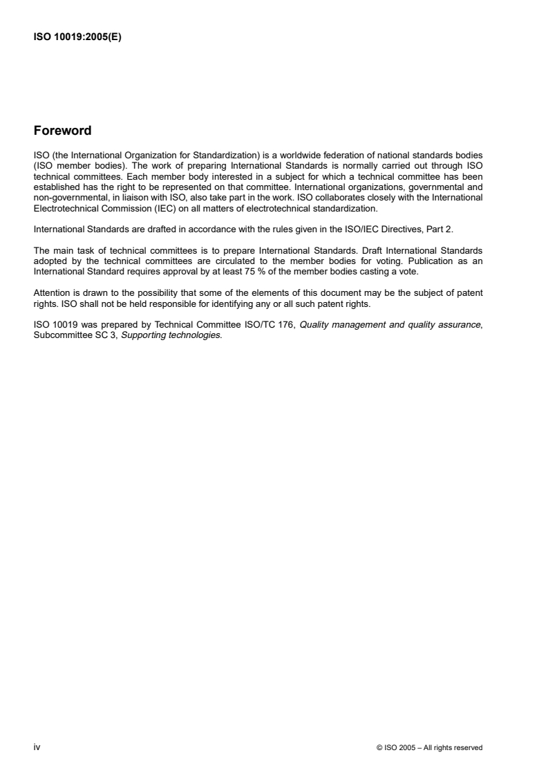 ISO 10019:2005 ISO 10019:2005 - Guidelines for the selection of quality management system consultants and use of their services/5/2005 - Page 4 preview