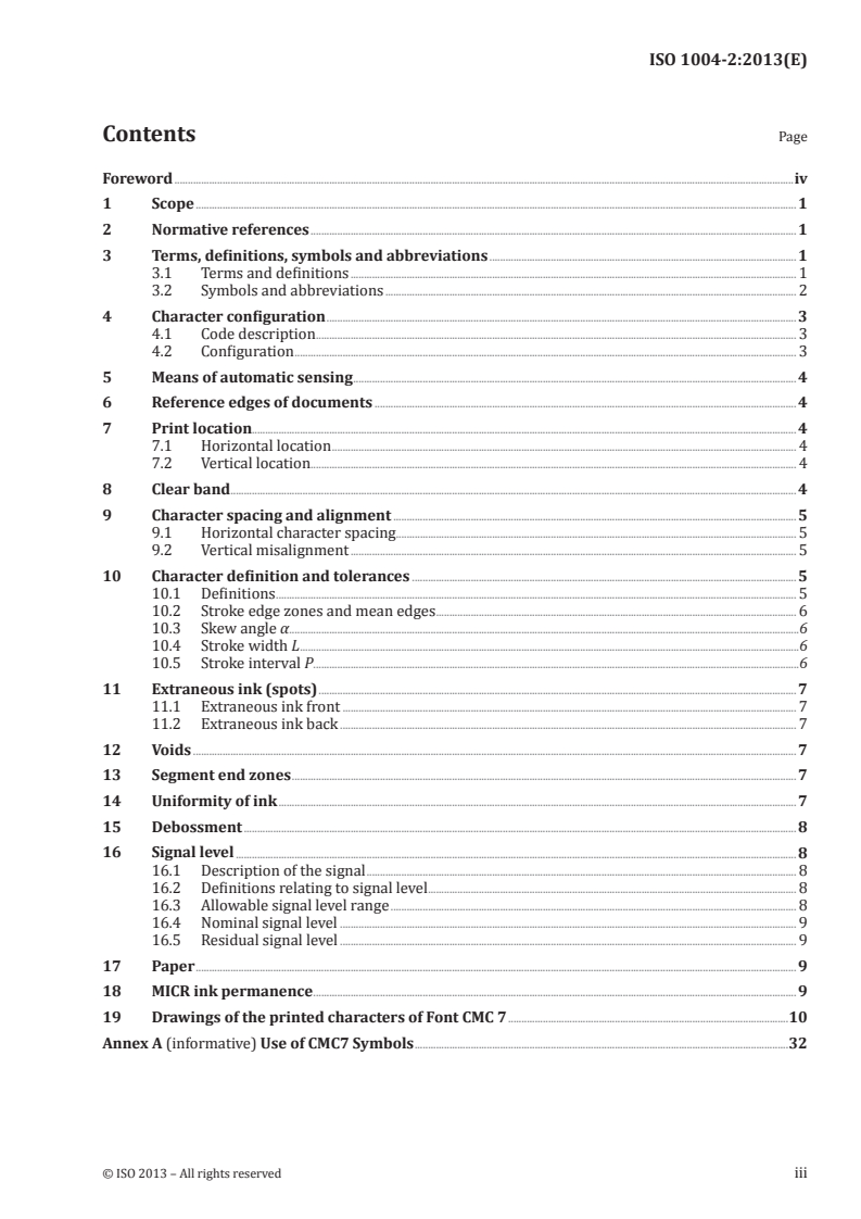 ISO 1004-2:2013 ISO 1004-2:2013 - Information processing — Magnetic ink character recognition — Part 2: Print specifications for CMC7/27/2013 - Page 3 preview