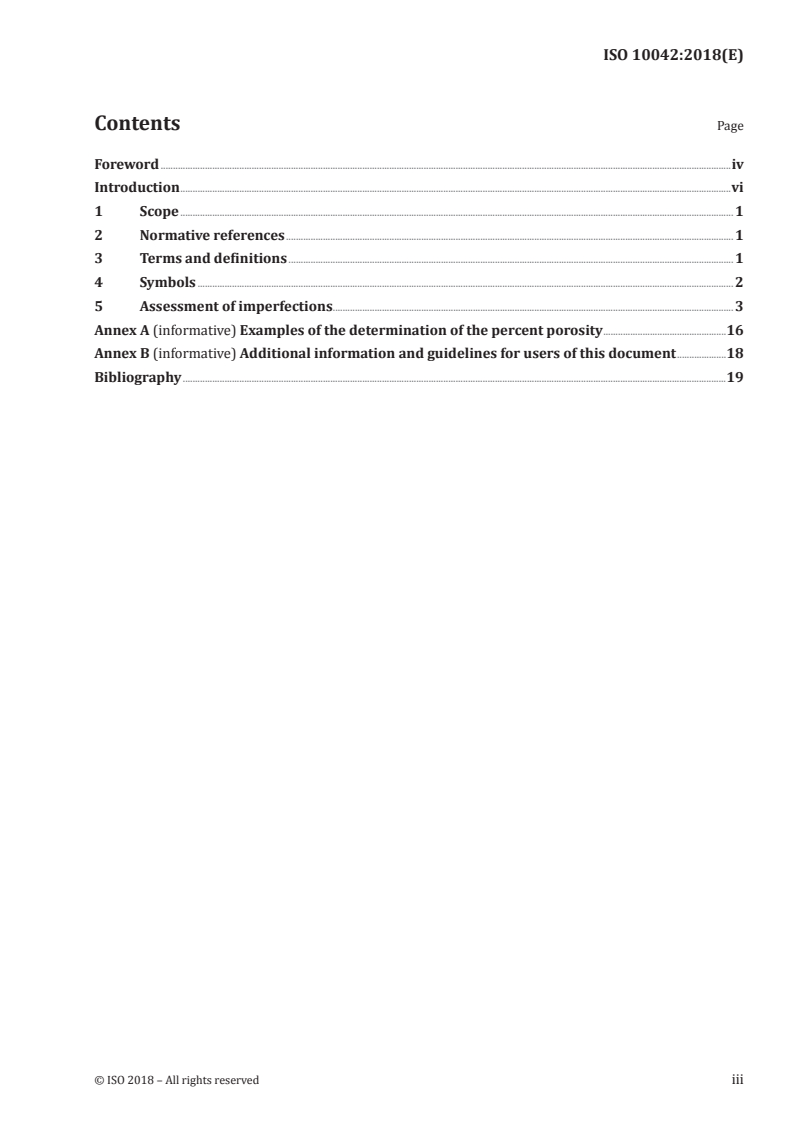 ISO 10042:2018 ISO 10042:2018 - Welding — Arc-welded joints in aluminium and its alloys — Quality levels for imperfections/25/2018 - Page 3 preview