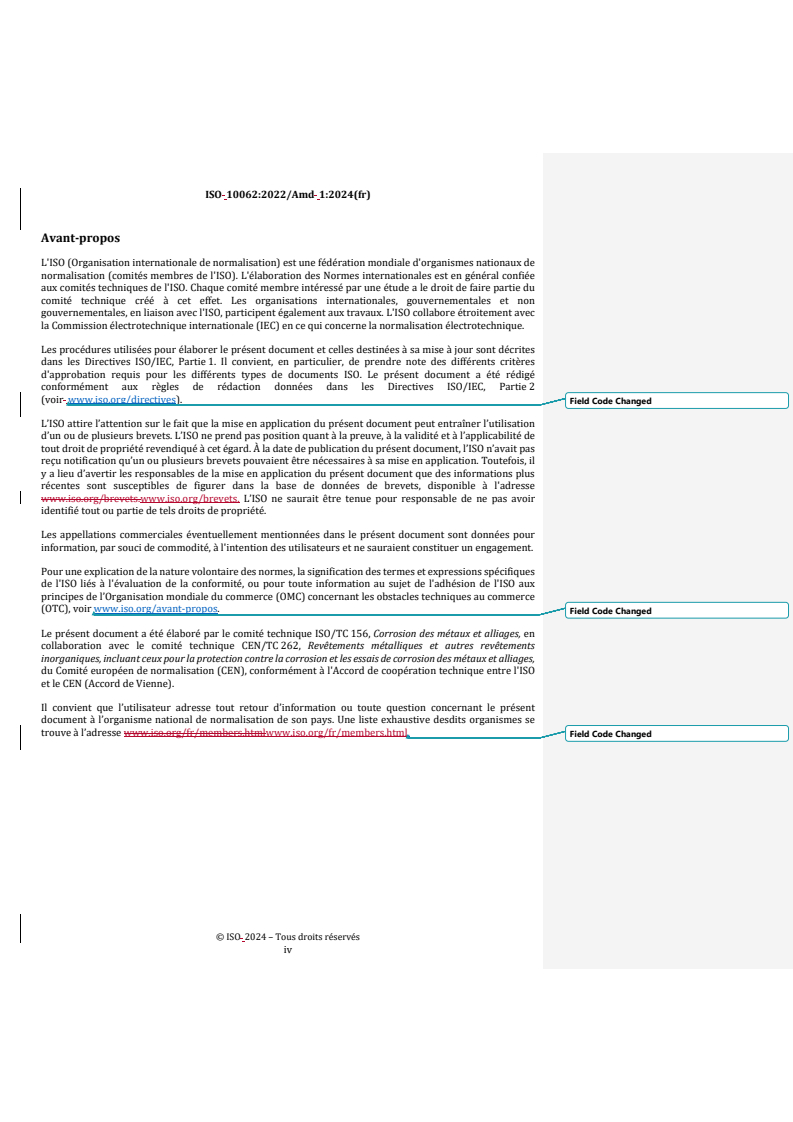 ISO 10062:2022/Amd 1:2024 REDLINE ISO 10062:2022/Amd 1:2024 - Essais de corrosion en atmosphère artificielle à très faible concentration en gaz polluants — Amendement 1: Note de bas de page relative à l'Avertissement/27/2024 - Page 4 preview