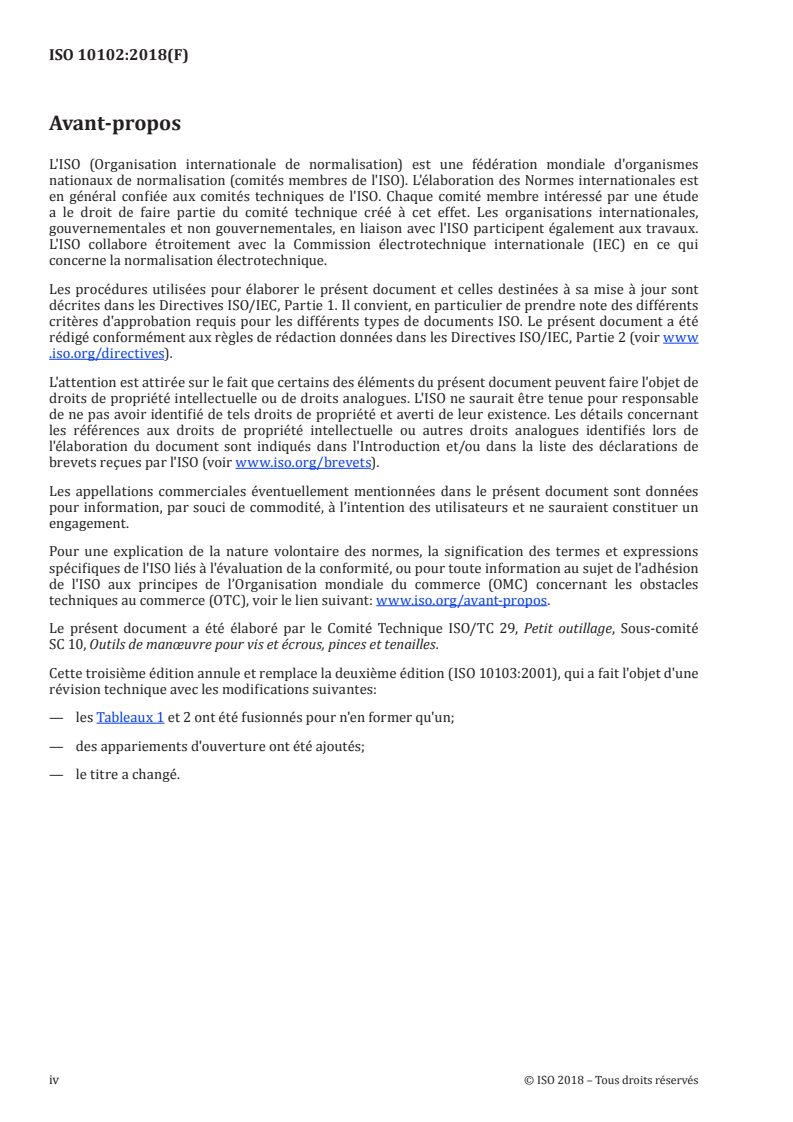ISO 10102:2018 ISO 10102:2018 - Outils de manoeuvre pour vis et écrous — Clés à fourche doubles — Dimensions extérieures/6/2018 - Page 4 preview