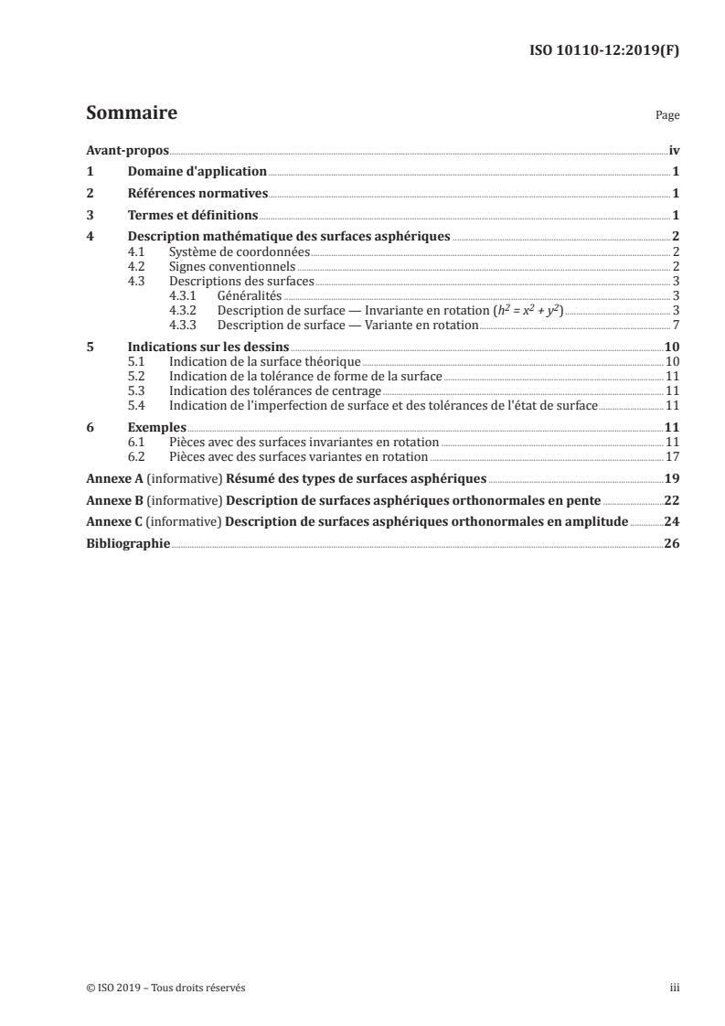 ISO 10110-12:2019 ISO 10110-12:2019 - Optique et photonique — Préparation des dessins pour éléments et systèmes optiques — Partie 12: Surfaces asphériques/26/2019 - Page 3 preview