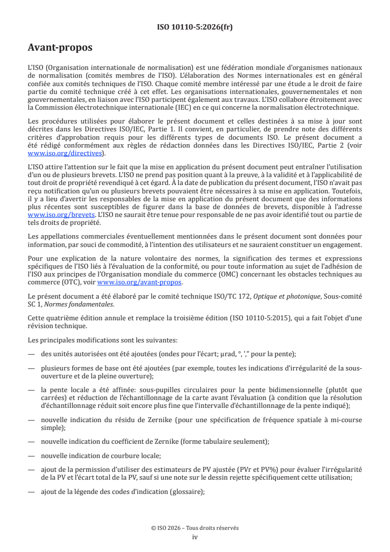 ISO 10110-5:2026 ISO 10110-5:2026 - Optique et photonique — Indications sur les dessins pour éléments et systèmes optiques — Partie 5: Tolérances de forme de surface - Page 4 preview