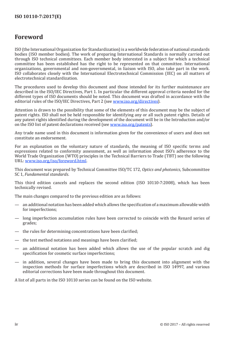 ISO 10110-7:2017 ISO 10110-7:2017 - Optics and photonics — Preparation of drawings for optical elements and systems — Part 7: Surface imperfections/16/2017 - Page 4 preview
