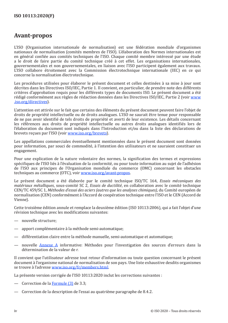 ISO 10113:2020 ISO 10113:2020 - Matériaux métalliques — Tôles et bandes — Détermination du coefficient d'anisotropie plastique/24/2020 - Page 4 preview