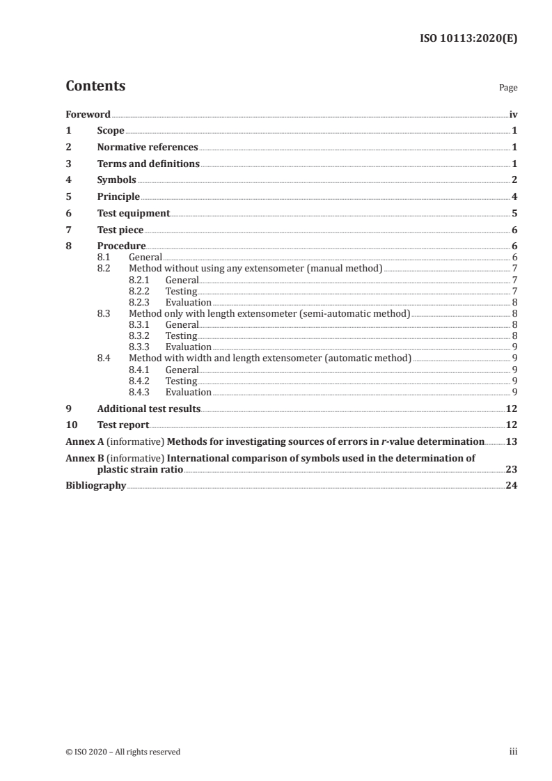 ISO 10113:2020 ISO 10113:2020 - Metallic materials — Sheet and strip — Determination of plastic strain ratio/24/2020 - Page 3 preview