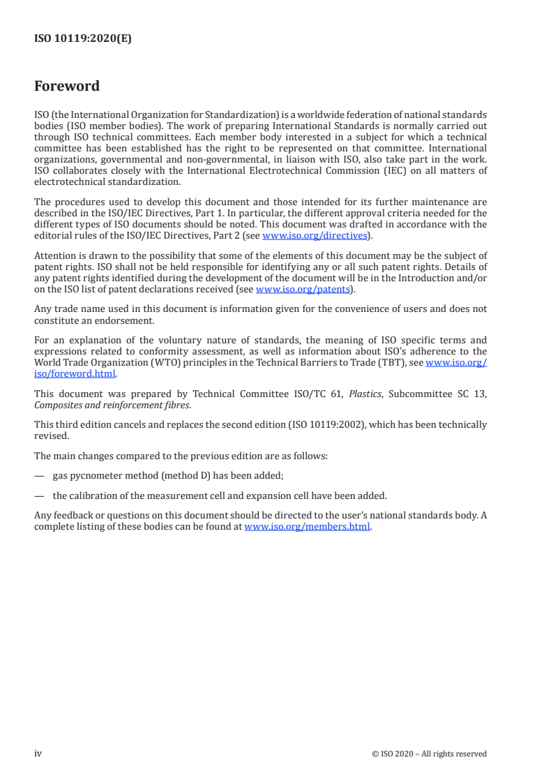ISO 10119:2020 ISO 10119:2020 - Carbon fibre — Determination of density/22/2020 - Page 4 preview