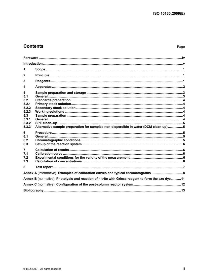 ISO 10130:2009 ISO 10130:2009 - Cosmetics — Analytical methods — Nitrosamines: Detection and determination of N-nitrosodiethanolamine (NDELA) in cosmetics by HPLC, post-column photolysis and derivatization/3/2009 - Page 3 preview