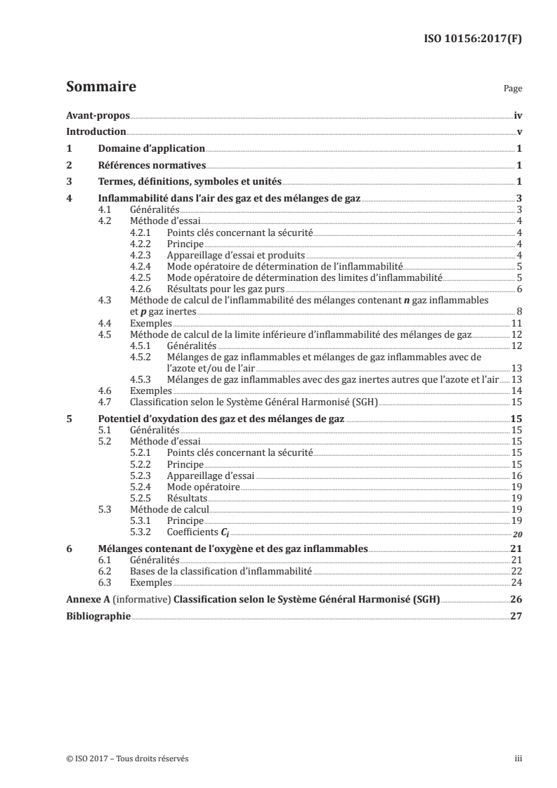 ISO 10156:2017 ISO 10156:2017 - Bouteilles à gaz — Gaz et mélanges de gaz — Détermination du potentiel d'inflammabilité et d'oxydation pour le choix des raccords de sortie de robinets/8/2017 - Page 3 preview